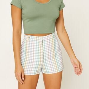 WIYA Italy High Waist Knit Shorts in Pastel Houndstooth Size XS